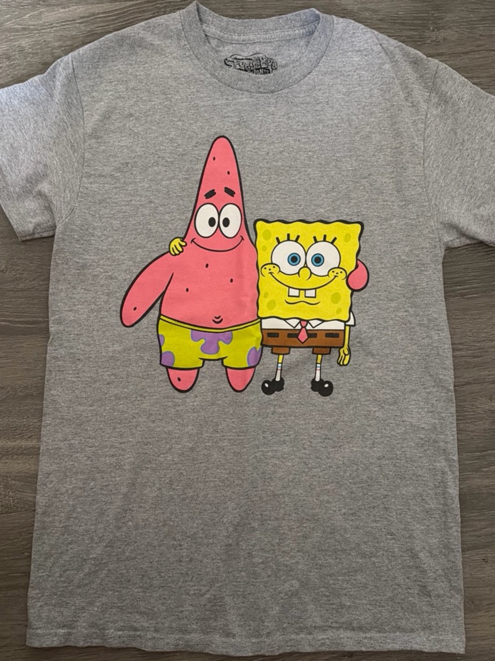 SpongeBob Squarepants Gray Tee with Pink Patrick & Yellow SpongeBob